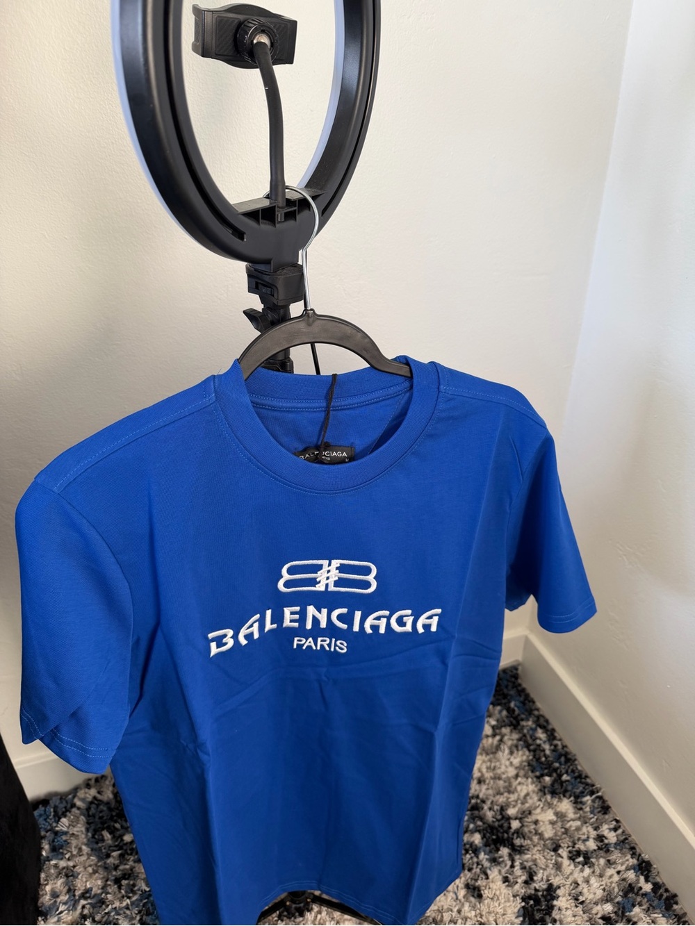 Balenciaga Kids Cobalt Blue Tee with White Logo